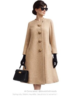 PRIMROSE HAUTE COUTURE SZ M Vintage petite tan lined pocketed coat 1970’s